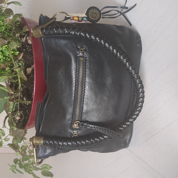 The Sak Handbags - The Sak Black Leather Shoulder Bag with Braided Handle
